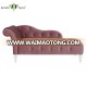 Living room furniture elegant pink velvet wooden chaise lounge sofa for day rest